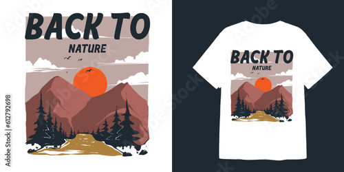 Back to nature t shirt design and sticker