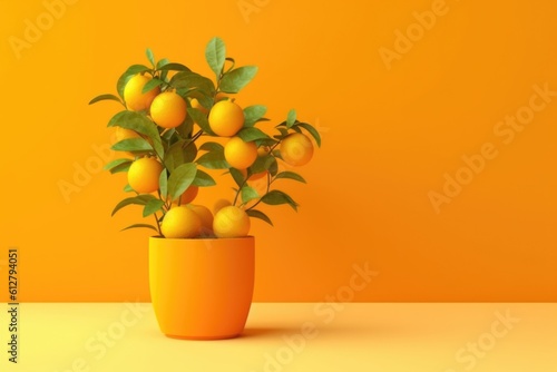 orange tree in a vase on the table, ai generative