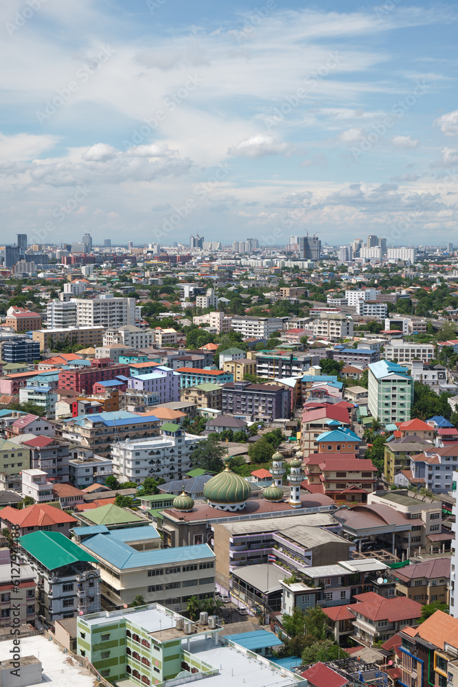 Aerial view of a residential district in Bangkok . Thailand