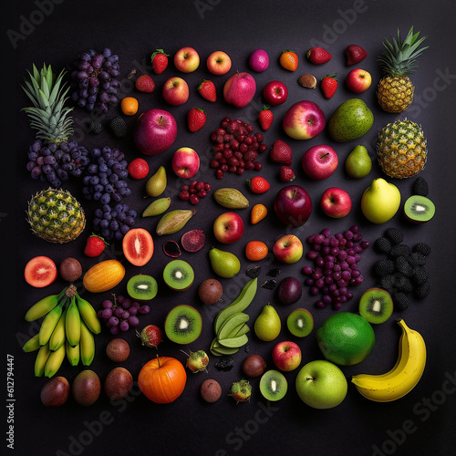 Group of fruits in a square form