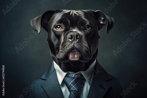 portrait of a businessman dog, ai generative