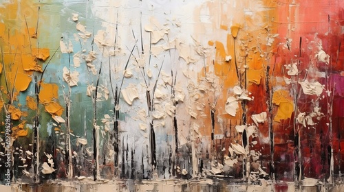 Abstract modern art with colorful, chaotic blend of acrylic and oil paint strokes. © Kristian