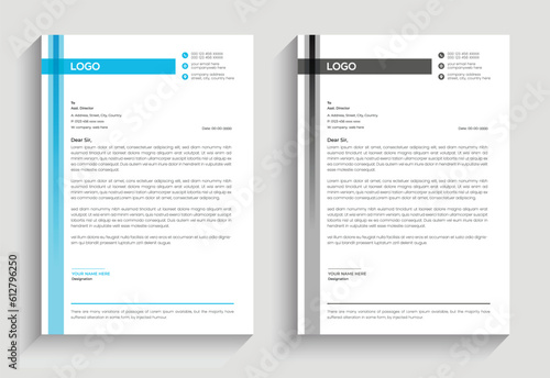 Professional corporate simple business letterhead design with Gradient luxury letterhead business document and Modern company letterhead template,