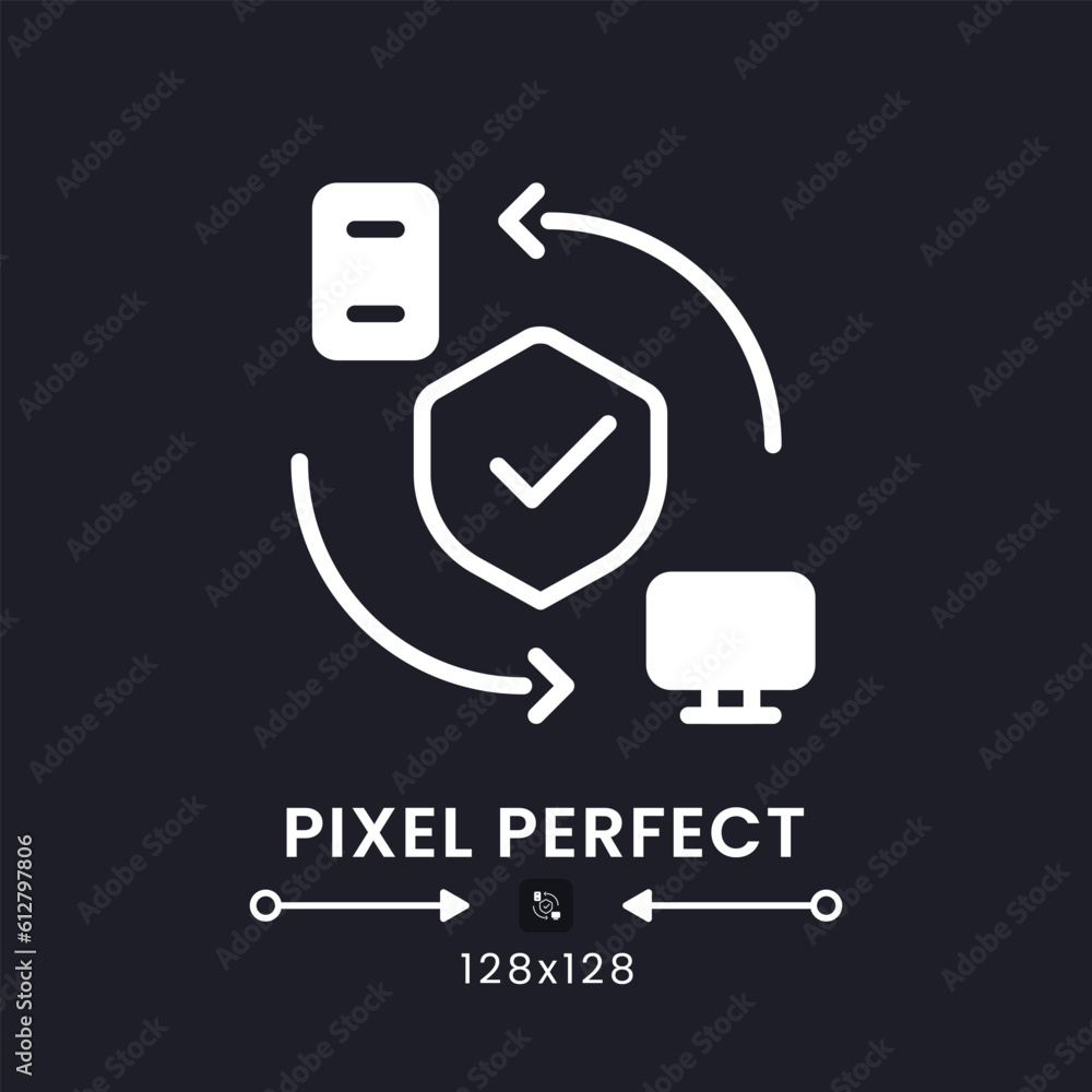 Remote access security white solid desktop icon. Data encryption. Safe ...
