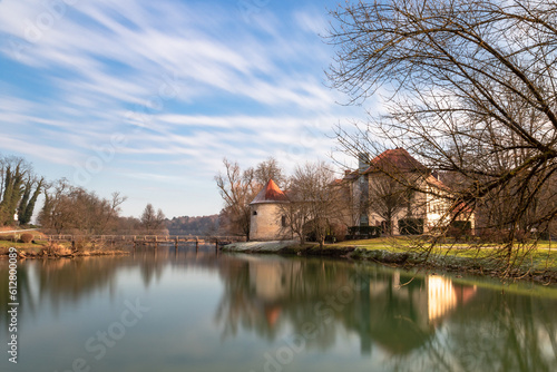 Otocec Castle, built on a small island in the middle of the Krka River, Slovenia. photo