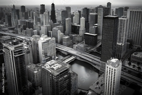 Aerial view of chicago city Generative AI © LayerAce.com