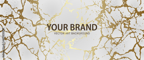 Elegant cover design. Modern premium vector art background with with gold craquelures and grey backdrop. Luxury template for cover design, invitation, flyer, wedding card, note book, menu design.