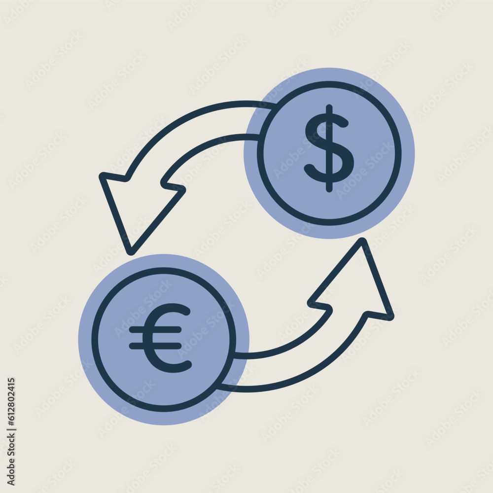 Currency exchange flat vector isolated icon Currency exchange flat vector isolated icon