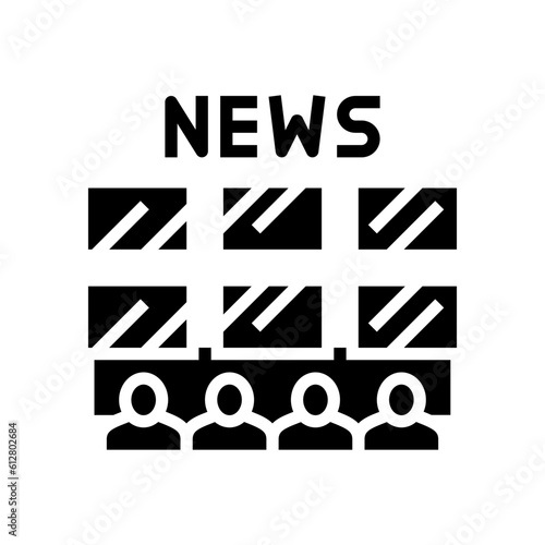 newsroom news media glyph icon vector. newsroom news media sign. isolated symbol illustration