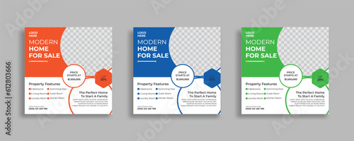 modern house real estate social media post or square web banner template design 