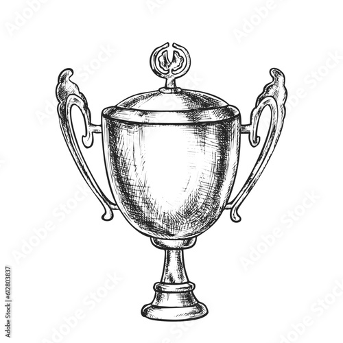 Realistic vector sketch of winner trophy. Sign