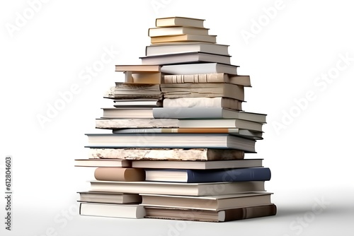 illustration of a stack of books on a white background. made with generative AI