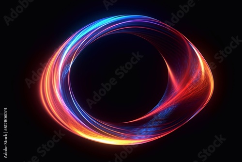 Abstract ring background with luminous swirling backdrop. Glowing spiral. The energy flow tunnel. shine round frame with light circles light effect. glowing cover. SpaceGenerative AI