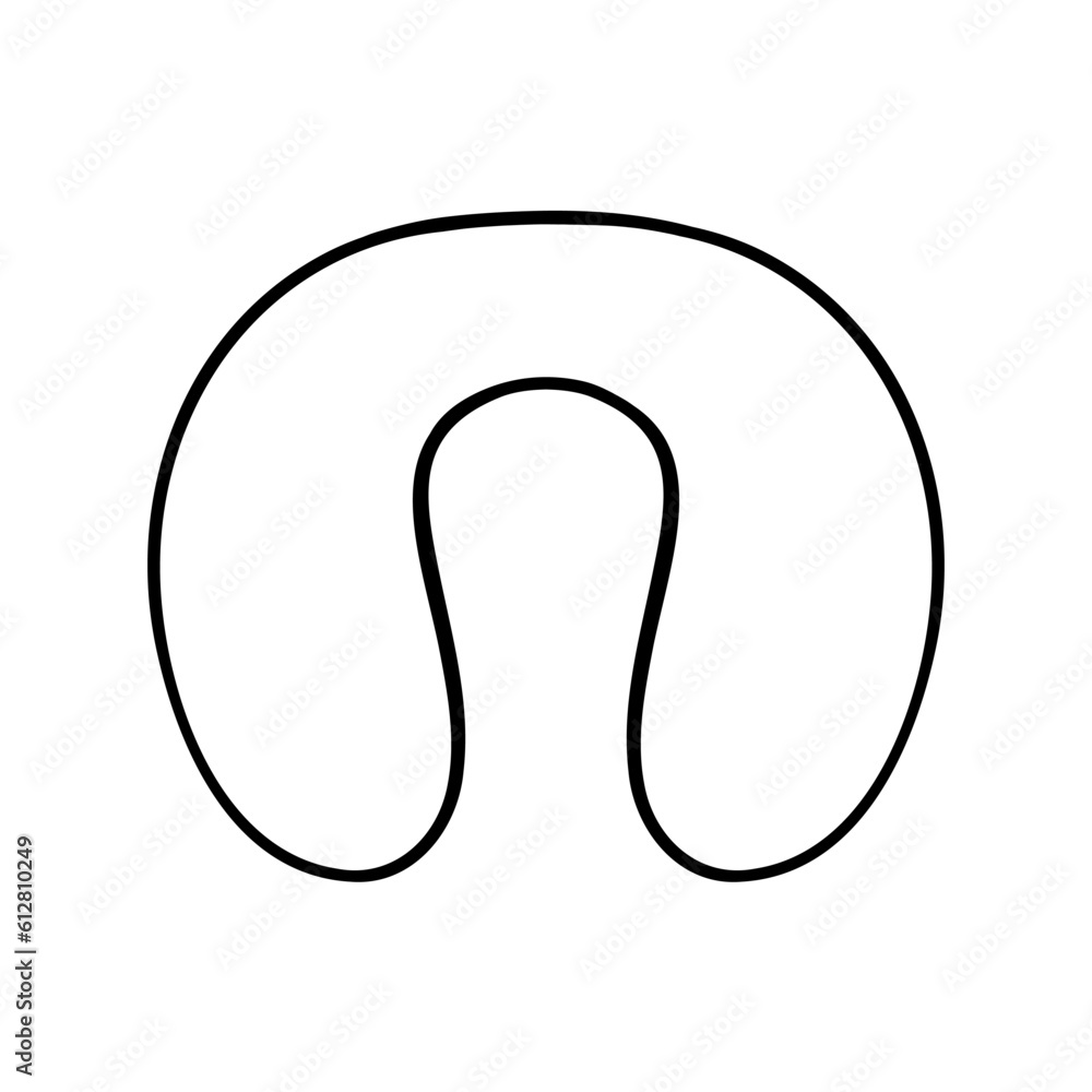 Neck pillow outline icon. Travel pillow. Vector illustration in doodle style. Neck pillow outline icon. Travel pillow. Vector illustration in doodle style.