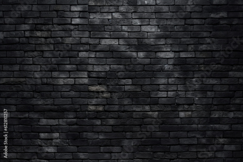 Black brick wall, dark background for design.Generative AI 