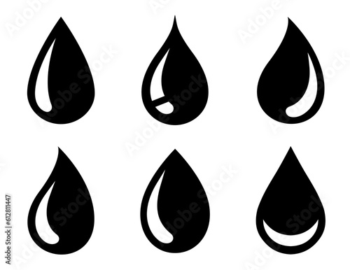black drop and droplet set silhouettes icons photo