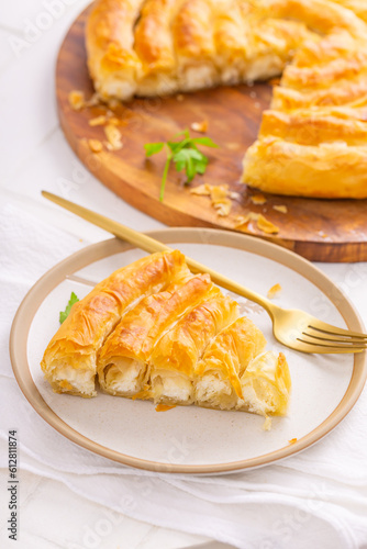 Traditional feta cheese phyllo pastry pie, borek or burek