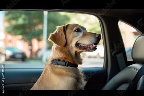  dog in the car, ai generative
