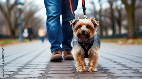 dog in the park walking, ai generative © nataliya_ua