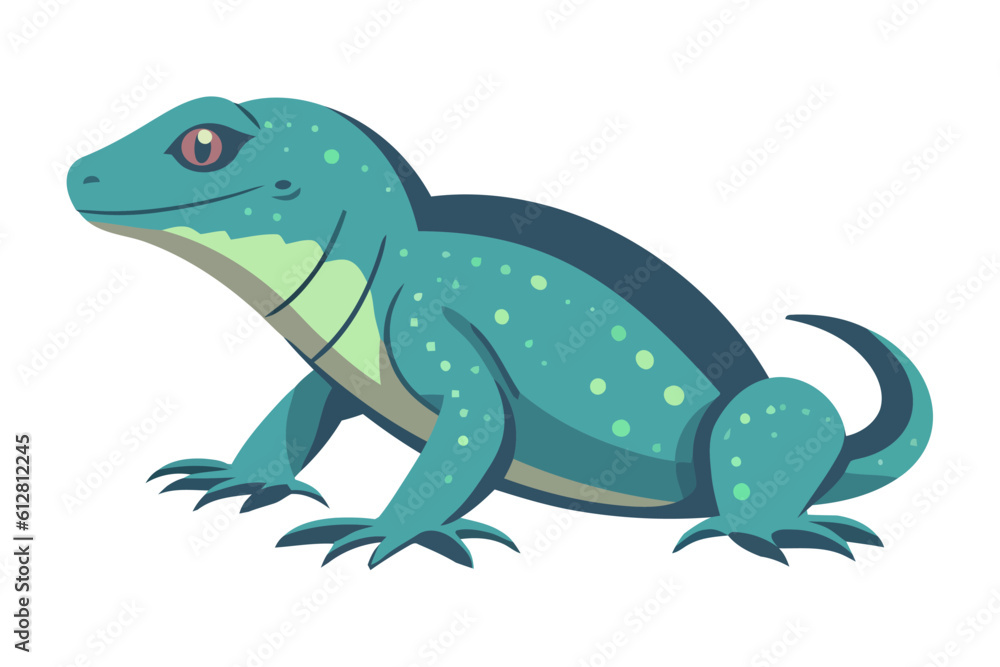 Obraz premium Cute green gecko sitting on branch isolated