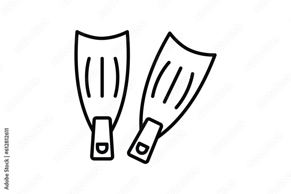 Flippers icon. icon related to diving, summer, swimming. Line icon style design. Simple vector design editable Flippers icon. icon related to diving, summer, swimming. Line icon style design. Simple vector design editable