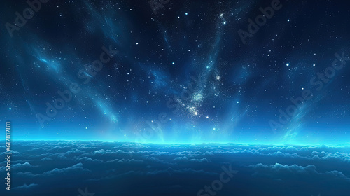 Blue starry sky with infinite space