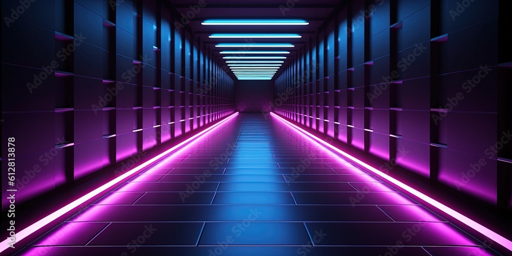 abstract futuristic geometric tunnel portal with pink blue glowing neon moving high speed wave lines and bokeh lights. Data transfer concept Fantastic wallpaper, Ai Generative abstract futuristic geometric tunnel portal with pink blue glowing neon moving high speed wave lines and bokeh lights. Data transfer concept Fantastic wallpaper, Ai Generative