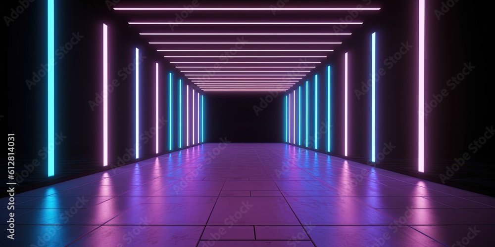 abstract futuristic geometric tunnel portal with pink blue glowing neon moving high speed wave lines and bokeh lights. Data transfer concept Fantastic wallpaper, Ai Generative abstract futuristic geometric tunnel portal with pink blue glowing neon moving high speed wave lines and bokeh lights. Data transfer concept Fantastic wallpaper, Ai Generative