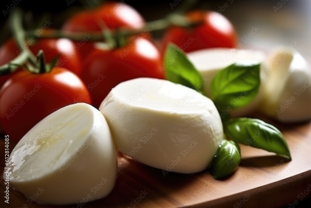 mozzarella cheese tomatoes and basil, ai generative
