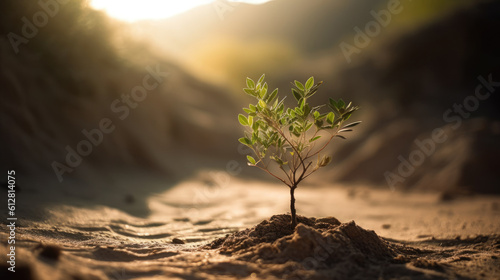 Green seedling illustrating concept of new life and environmental conservation in nature