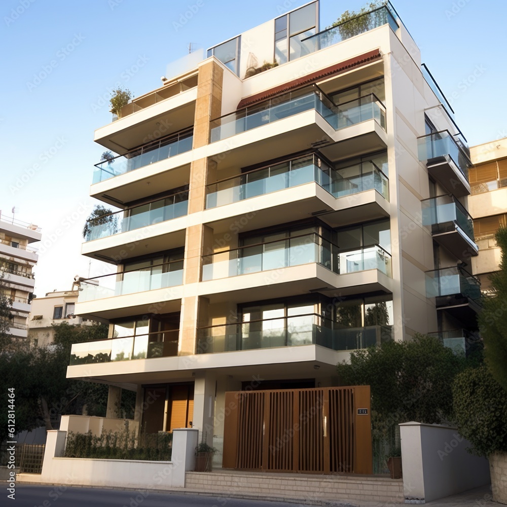 Obraz premium modern building with balconies, ai generative