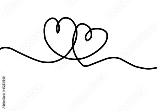 Heart. Abstract love symbol. Continuous line art drawing vector illustration.