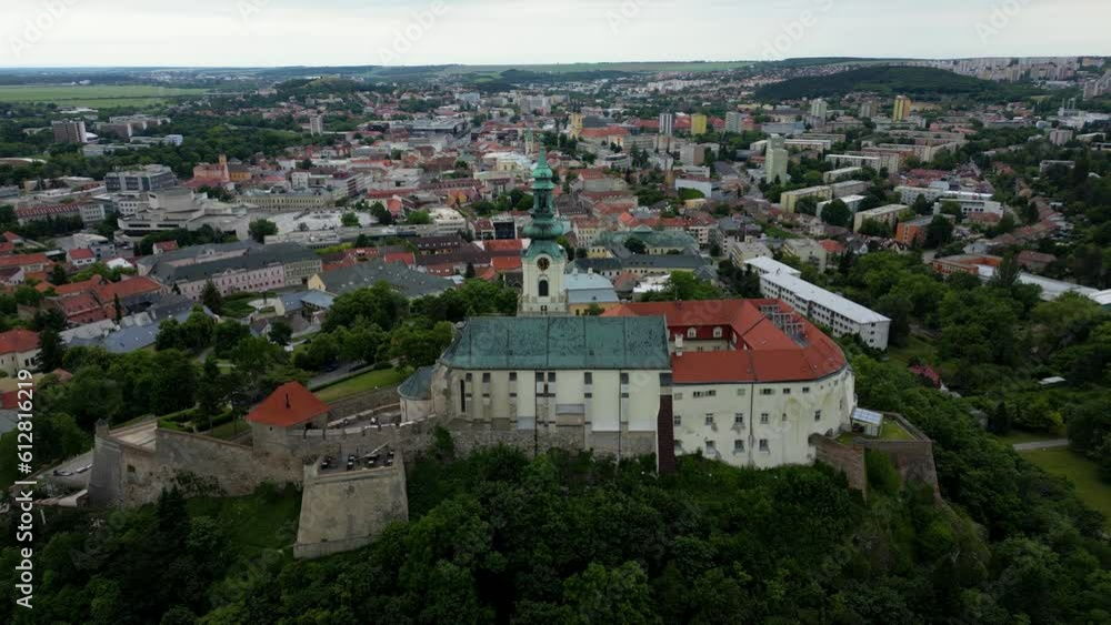 Stunning aerial view of a medieval landmark of Nitra, Nitra Castle, Slovakia, 4k Stunning aerial view of a medieval landmark of Nitra, Nitra Castle, Slovakia, 4k