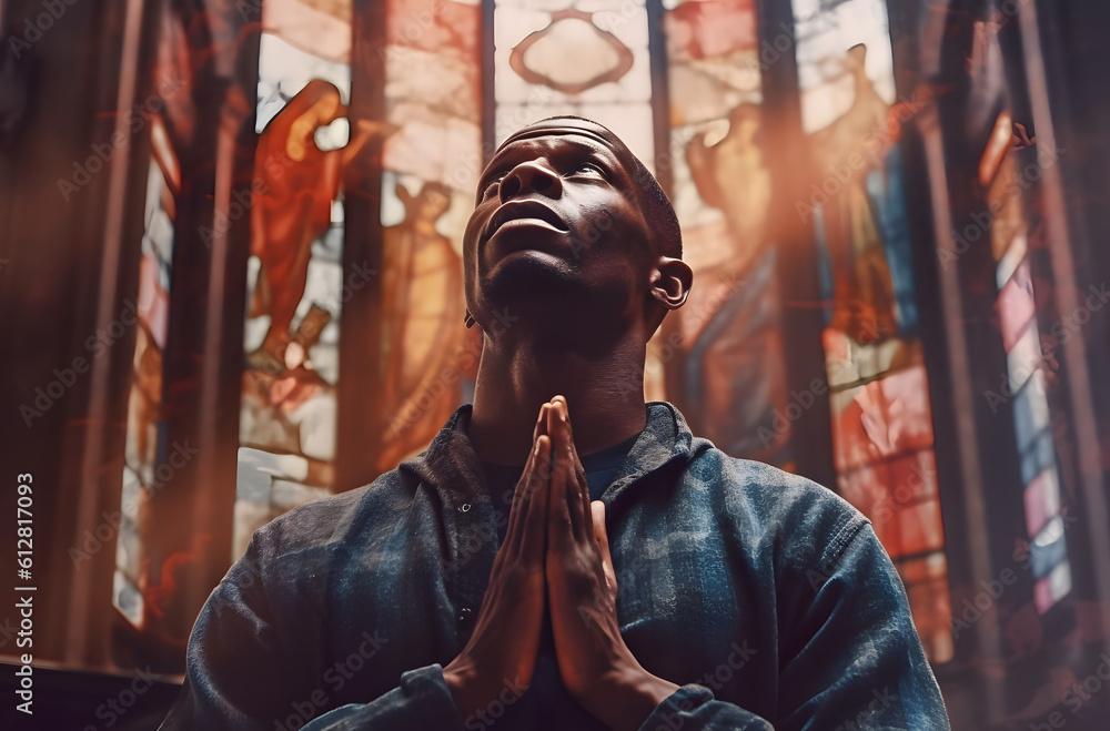 people praying inside the church , generative ai people praying inside the church , generative ai