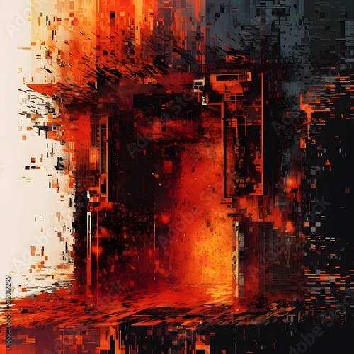 A computer engulfed in flames, reminiscent of apocalyptic catastrophe. Generative AI
