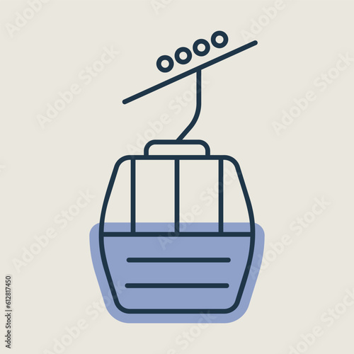 Ski lift gondola flat vector isolated icon