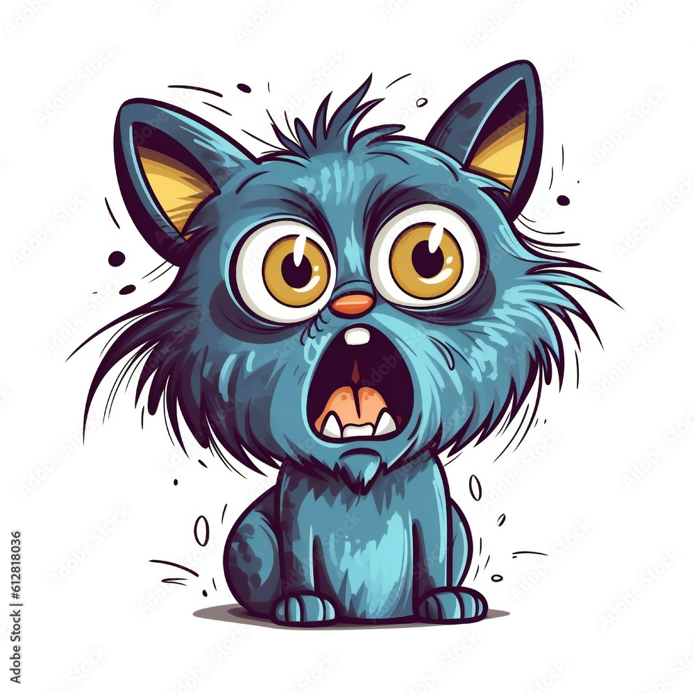 Panicking cartoon cat mascot on white background Generative AI Panicking cartoon cat mascot on white background Generative AI
