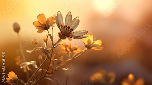 朝の花 春の花 金色の花 日の出GenerativeAI
