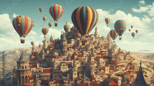 City with a hot air balloon