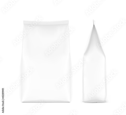 Flat bottom pouch mockup. Vector illustration isolated on white background. Front and side view. Perfect for the presentation your product. EPS10.