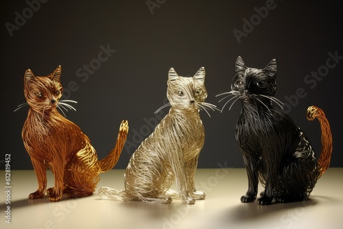 Delicate Wonders: Miniature Wire Sculptures of Playful Cats, generative AI