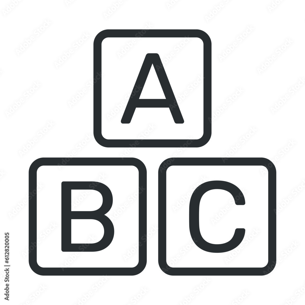 ABC learning blocks line icon for apps and websites
English alphabet.Vector illustration ABC learning blocks line icon for apps and websites
English alphabet.Vector illustration