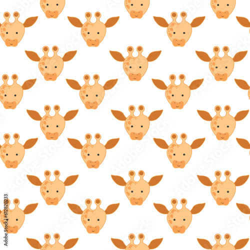 Fototapeta Naklejka Na Ścianę i Meble -  vector seamless pattern with cute kawaii giraffe cartoon for background