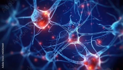 Neurons brain cell medical background. Generative AI © Marharyta