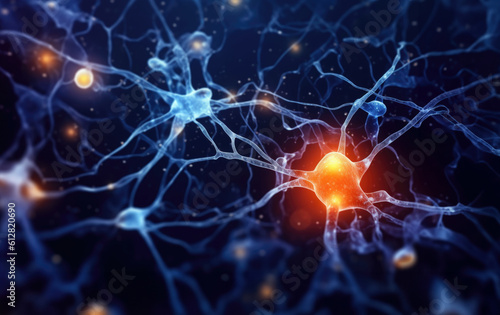 Neurons brain cell medical background. Generative AI