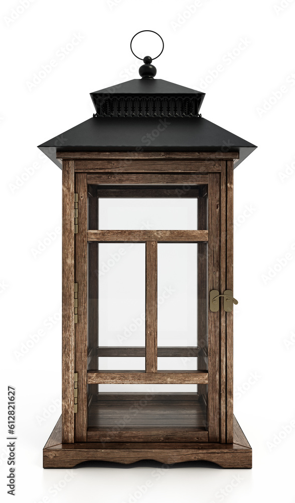 Traditional lantern isolated on white background. 3D illustration