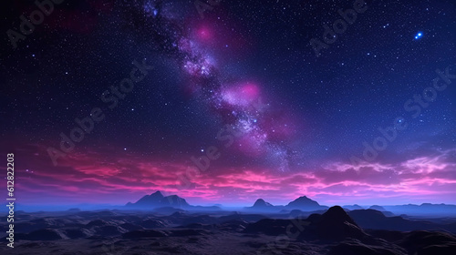 Starry night sky meets horizon with beautiful space