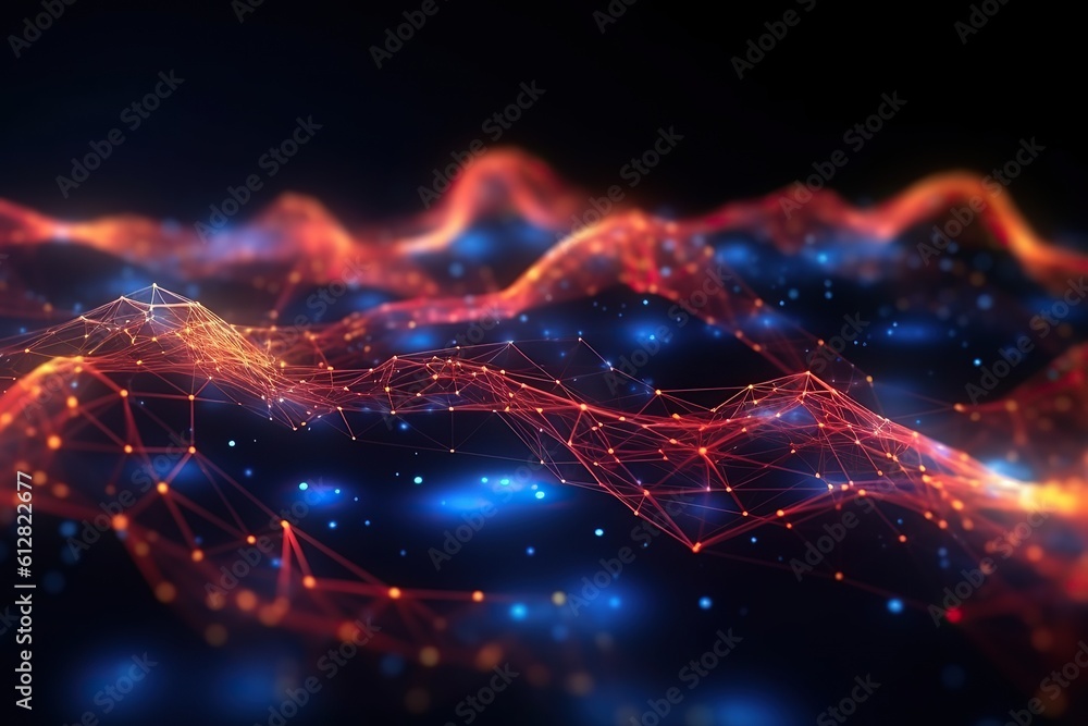 3d rendering of abstract technology background. abstract Concept of AI technology, Motion of digital data flow. network concept with moving lines and dots. generative AI