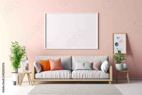 Blank Canvas in a Designer s Mockup Living Room  generative AI