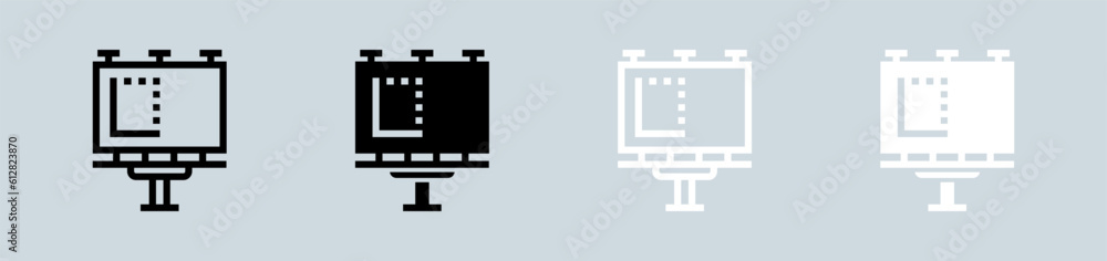 Billboard icon set in black and white. Advertisement signs vector illustration. Billboard icon set in black and white. Advertisement signs vector illustration.